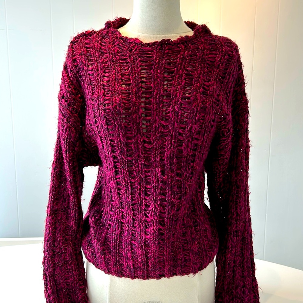 DEX || Chunky Knit Sweater in Berry Melange Size S
